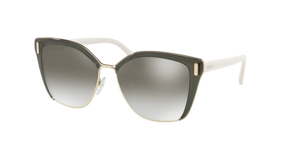 Prada PR56TS Sunglasses MO95O0-57 - Transparent Grey/pale Gold Frame, Gradient Grey Mirror Silver Lenses