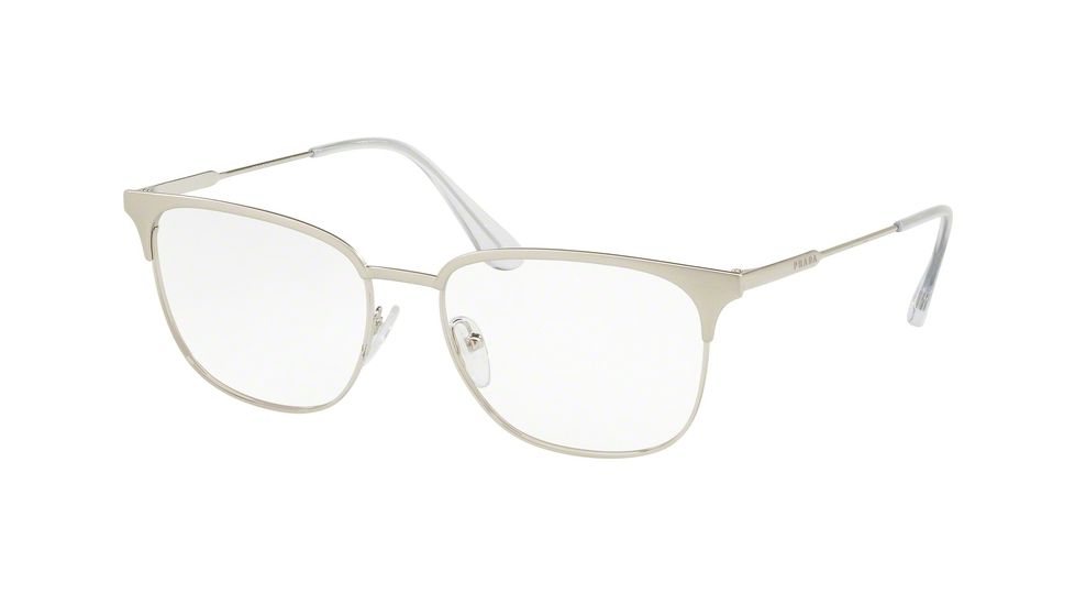 Prada PR59UV Progressive Prescription Eyeglasses TWD1O1-53 - Brushed Silver/silver Frame