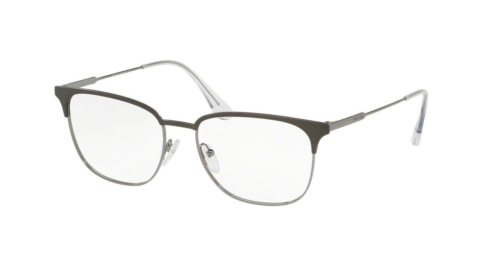 Prada PR59UV Progressive Prescription Eyeglasses, 53mm, Brushed Brown/gunmetal, PR59UV-TY31O1-53-PRO