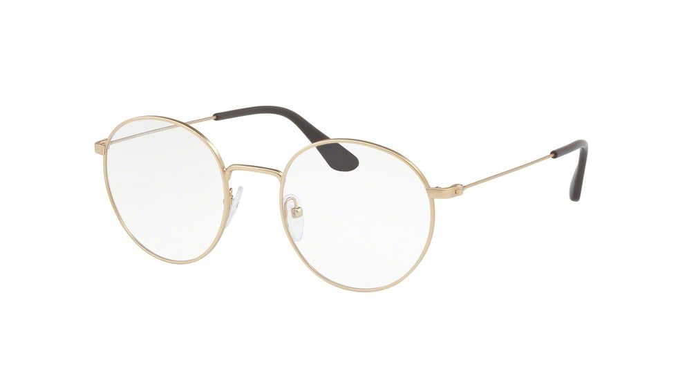Prada PR64TV Single Vision Prescription Eyeglasses 1BK1O1-48 - Matte Gold Frame