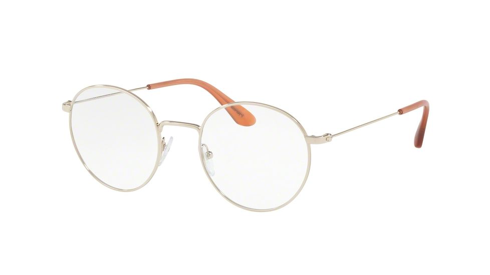 Prada PR64TV Single Vision Prescription Eyeglasses ZVN1O1-48 - Pale Gold Frame