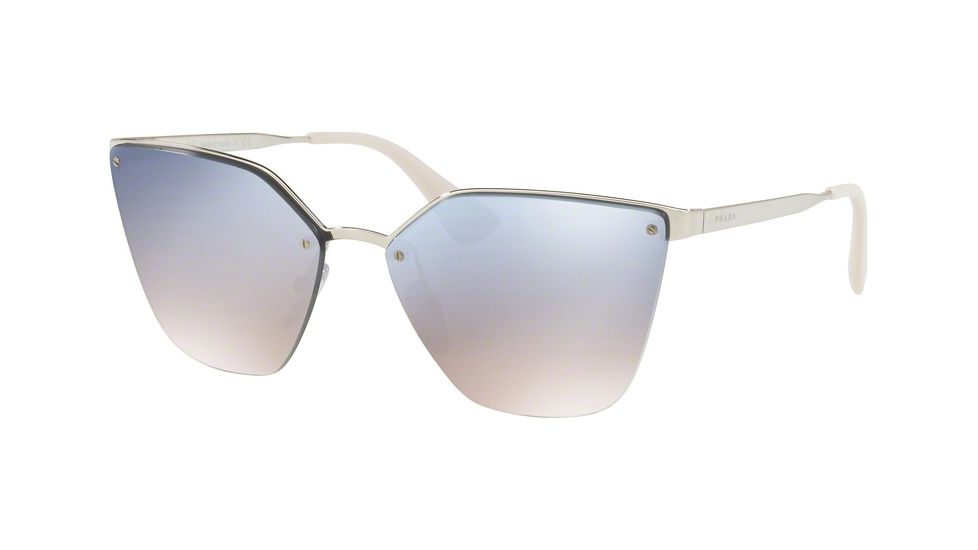 Prada PR68TS Sunglasses 1BC5R0-63 - Silver Frame, Grad Light Blue Mirror Silver Lenses