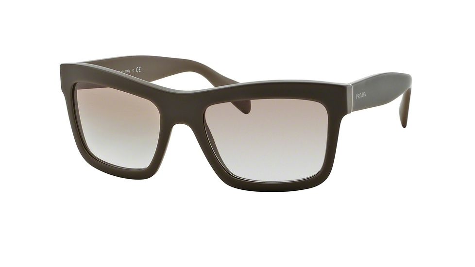 PRADA LOGO PR25QS Sunglasses TFV3E0-56 - Matte Opal Beige/matte Beige Frame, Clear Gradient Brown Lenses