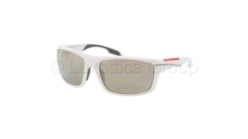 Prada PS01NS Sunglasses NAV1C0-6318 - White Demi Shiny Frame, Mirror Gold Lenses