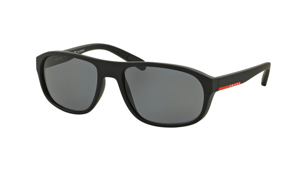 Prada PS01RS Single Vision Prescription Sunglasses PS01RS-DG05Z1-58 - Lens Diameter 58 mm, Frame Color Black Rubber
