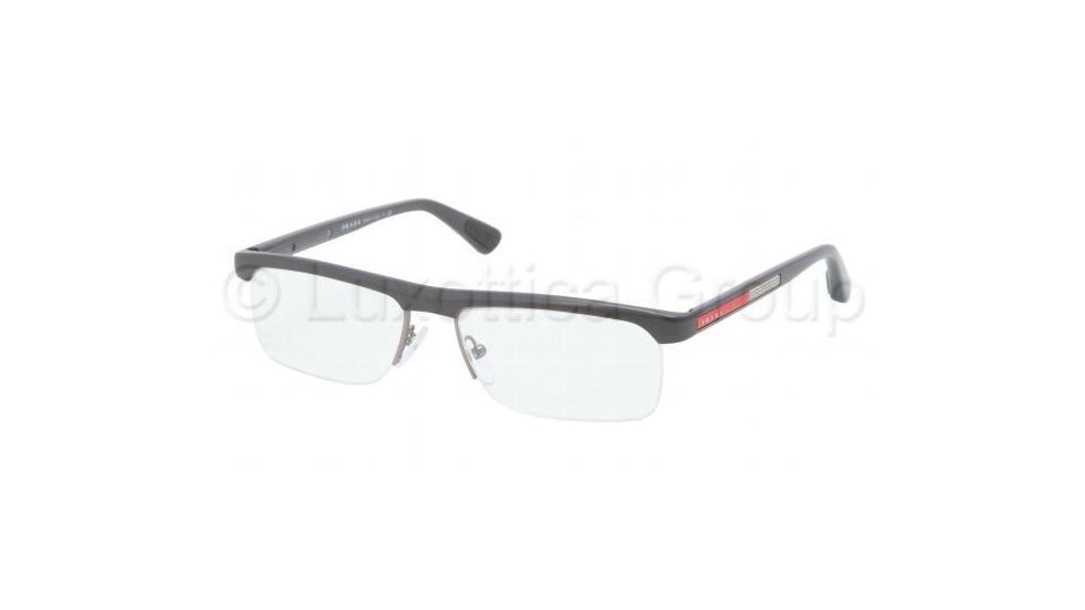 Prada PS04CV Progressive Prescription Eyeglasses JAO1O1-5316 - Dark Gray Demi Shiny Frame, Demo Lens Lenses