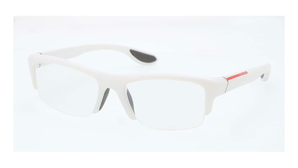 Prada PS04EV Single Vision Prescription Eyeglasses SMD1O1-53 - Metallized White Demi Shiny Frame