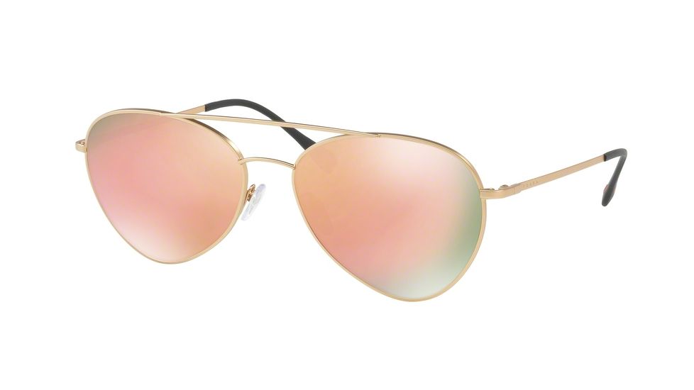 Prada PS50SS Single Vision Prescription Sunglasses, 60mm, Matte Gold, PS50SS-1BK6Q2-60-SV
