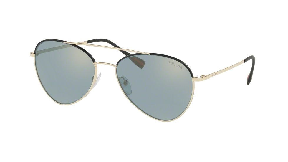 Prada PS50SS Single Vision Prescription Sunglasses PS50SS-AAV298-60 - Lens Diameter 60 mm, Frame Color Pale Gold/Black