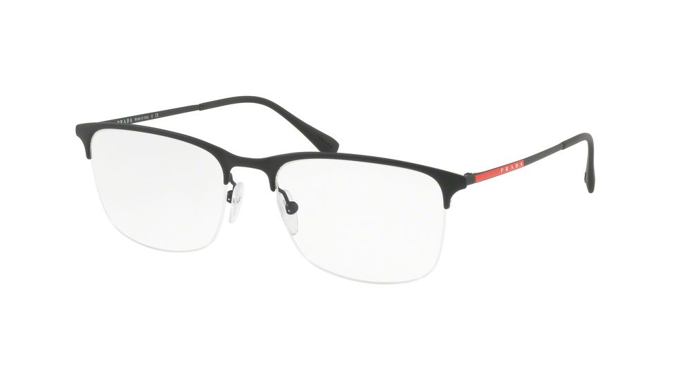 Prada PS54IV Single Vision Prescription Eyeglasses, 53mm, Black Rubber, PS54IV-DG01O1-53-SV