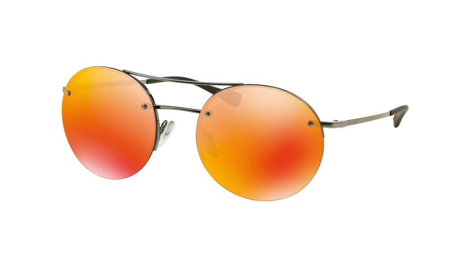 Prada PS54RS Sunglasses 5AV5M0-56 - Gunmetal Frame, Brown Mirror Orange Lenses
