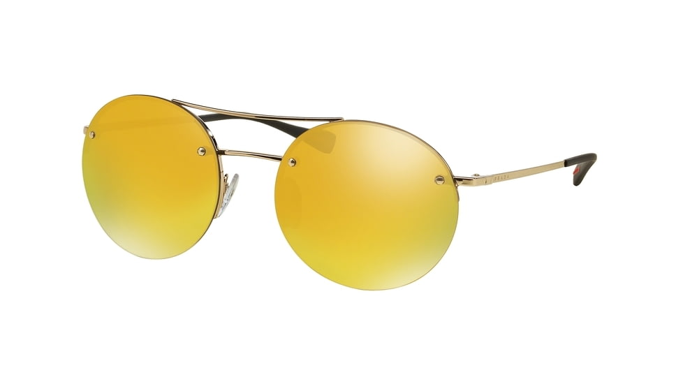 Prada PS54RS Sunglasses ZVN5N0-56 - Pale Gold Frame, Brown Orange 24k Iridium Lenses