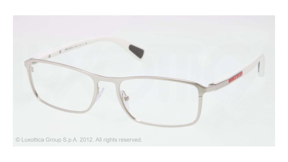 Prada PS55DV Bifocal Prescription Eyeglasses OAP1O1-52 - Top Silver On White