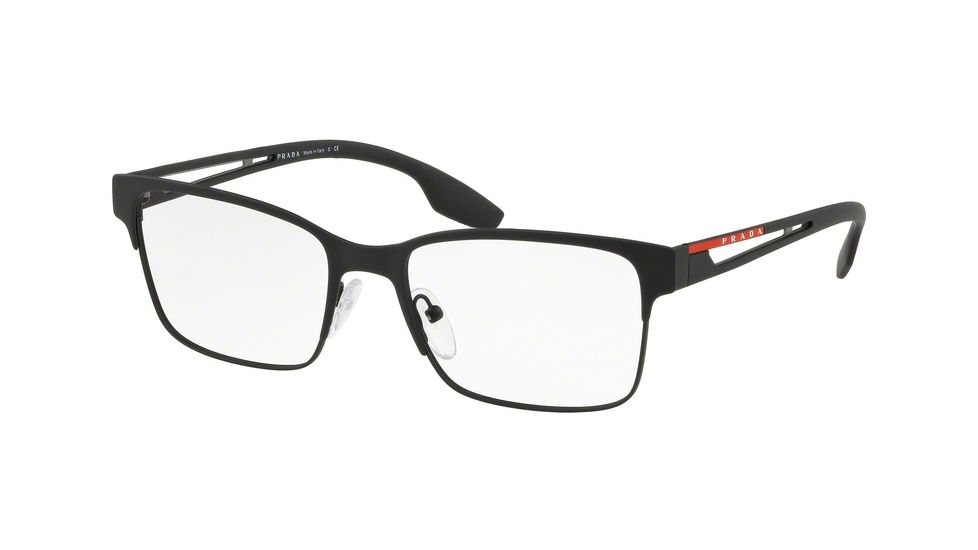 Prada PS55IV Progressive Prescription Eyeglasses DG01O1-53 - Black Rubber Frame