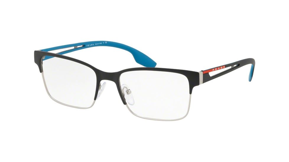 Prada PS55IV Progressive Prescription Eyeglasses, 53mm, Matte Black/Matte Silver, PS55IV-YTI1O1-53-PRO