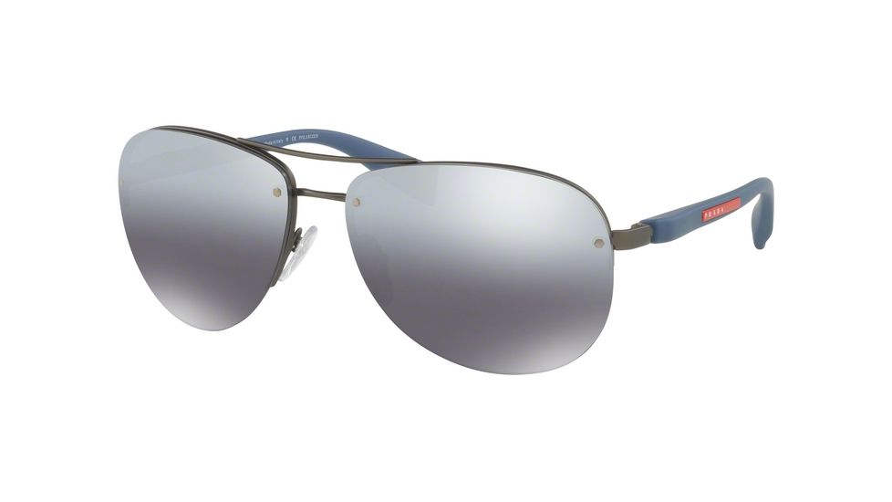Prada PS56MS Sunglasses DG12F2-62 - Gunmetal Rubber Frame, Polar Grey Mirror Grad Silver Lenses