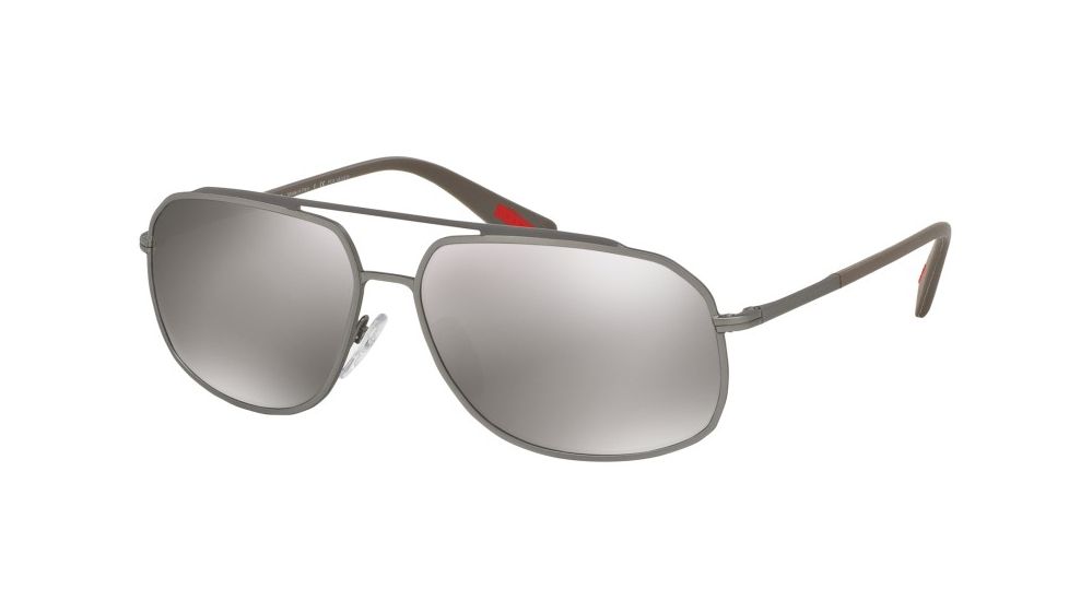 Prada PS56RS Sunglasses DG15K0-60 - Brown/lead Rubber Frame, Dk Brown Mirror Silver Polar Lenses