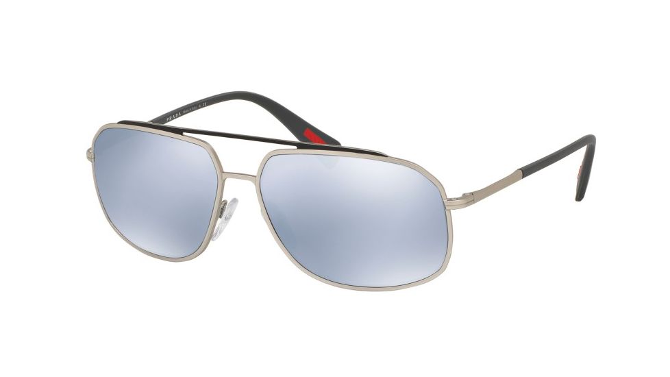 Prada PS56RS Sunglasses QFP5Q0-60 - Grey/steel Rubber Frame, Blue Mirror White Lenses