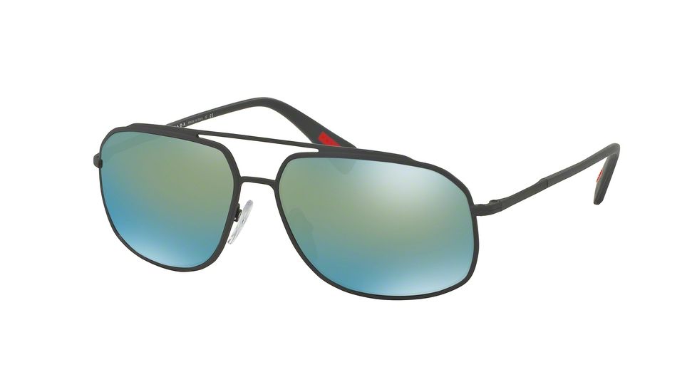 Prada PS56RS Sunglasses TIG4J2-60 - Grey Rubber Frame, Mirror Green Lenses
