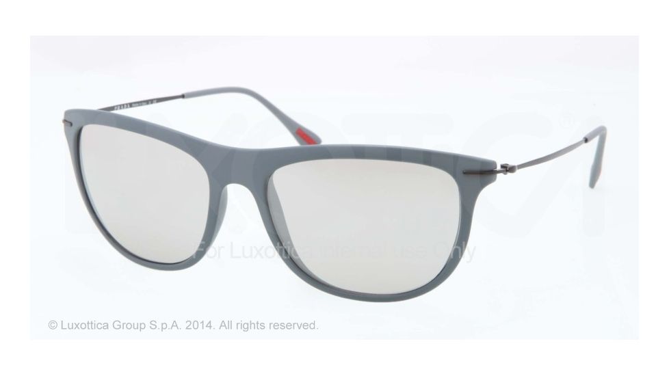 Prada RED FEATHER PS01PS Single Vision Prescription Sunglasses PS01PS-ROR2B0-56 - Lens Diameter 56 mm, Frame Color Dark Grey Rubber