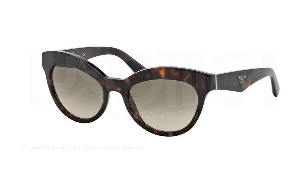 Prada TRIANGLE PR23QS Sunglasses 2AU3D0-53 - Havana Frame, Light Brown Grad Light Grey Lenses