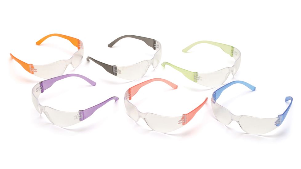 Pyramex Intruder Safety Glasses - Multi Color Frames and Clear Lens S4110SMP