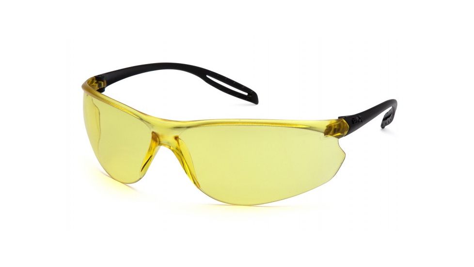 Pyramex Neshoba Safety Glasses w/Amber Lens, Black S9730S