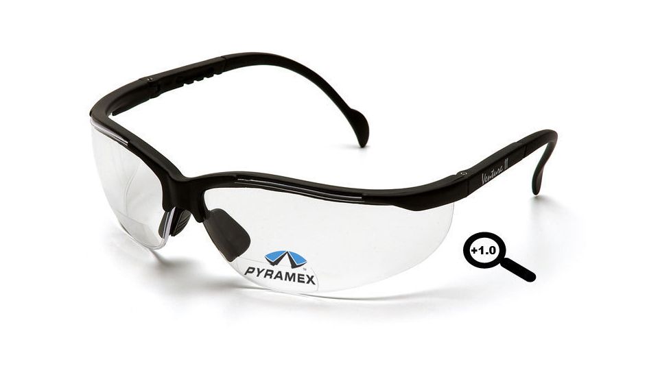 Pyramex V2 Readers Glasses - Clear + 1.0 Lens, Black Frame SB1810R10