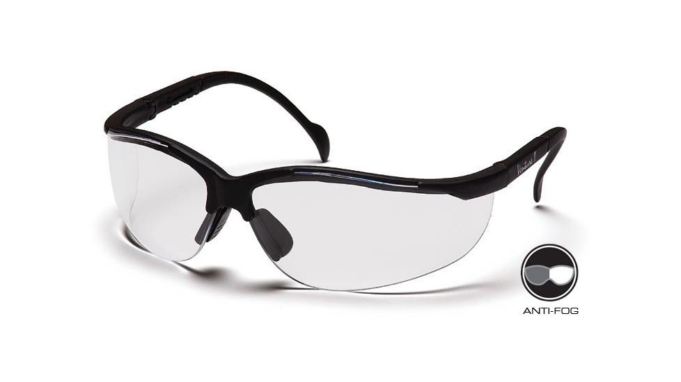 Pyramex Venture II Safety Glasses - Clear Anti-Fog Lens, Black Frame SB1810ST
