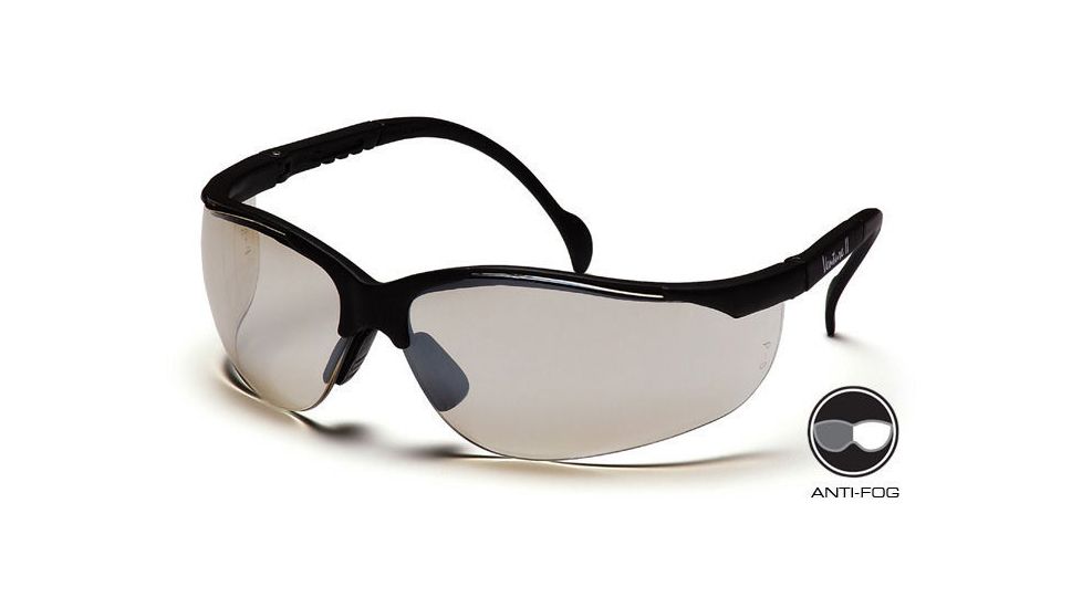 Pyramex Venture II Safety Glasses - Indoor/Outdoor Mirror Anti-Fog Lens, Black Frame SB1880ST