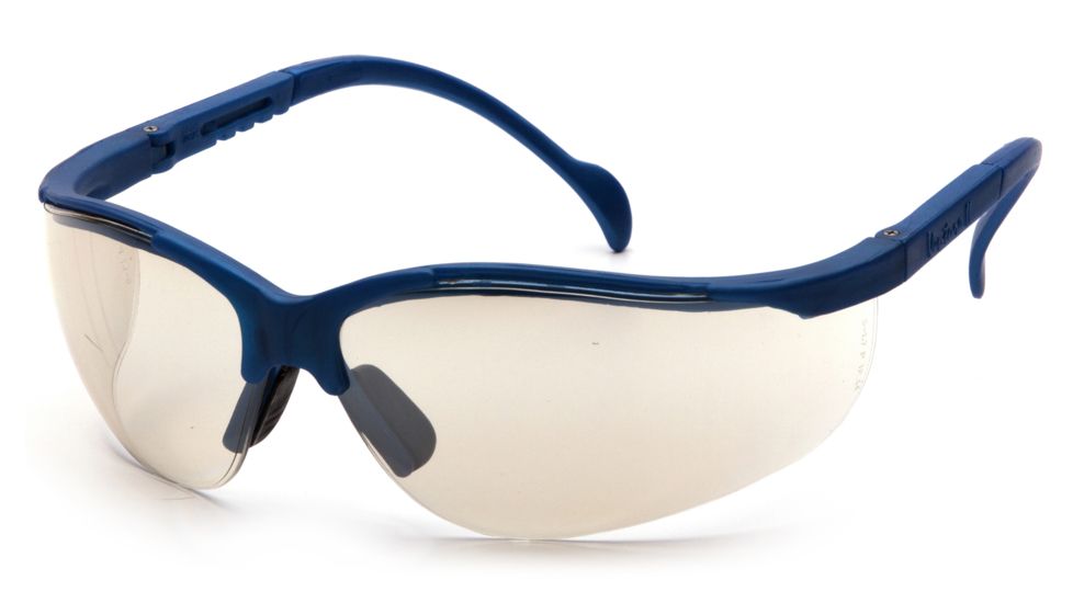 Pyramex Venture II Safety Glasses - Metallic Blue Frame, Indoor/Outdoor Mirror Lens SMB1880S