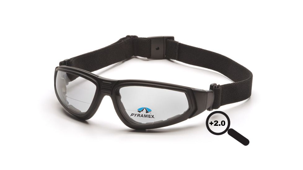 Pyramex XSG reader Goggles/Glasses - Black Frame, Clear Anti-Fog + 2.0 Lens