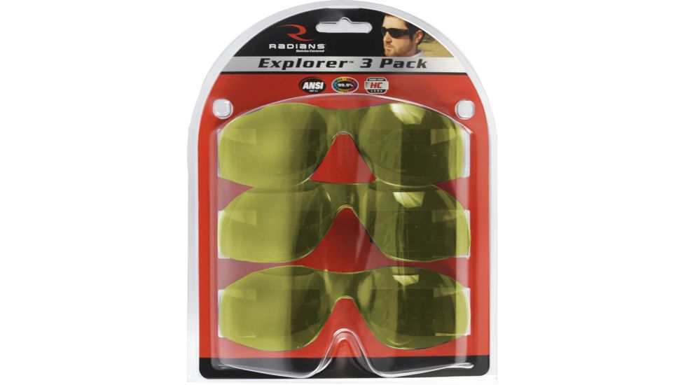 Radians Explorer Shooting Glasses, Black Frame, Amber Lens - 3 Pack - EX3140CS 