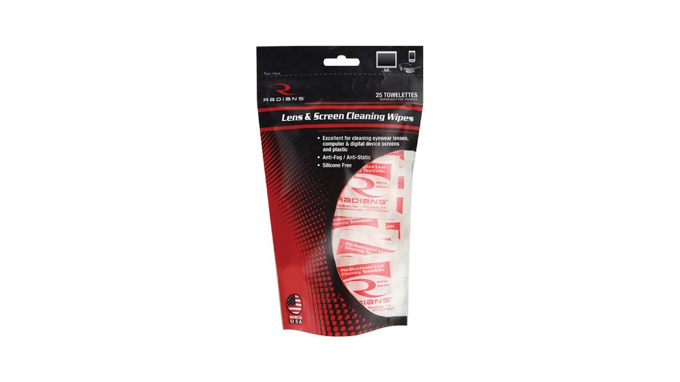 Radians Lens cleaning wipes, White, One Size LC25BG