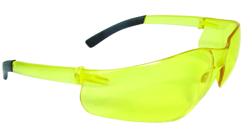 Radians Safety Glasses Lightweight Frame One Piece Polycarbonate Lens Soft Rubber Temples Amber Lenses, AT1-40