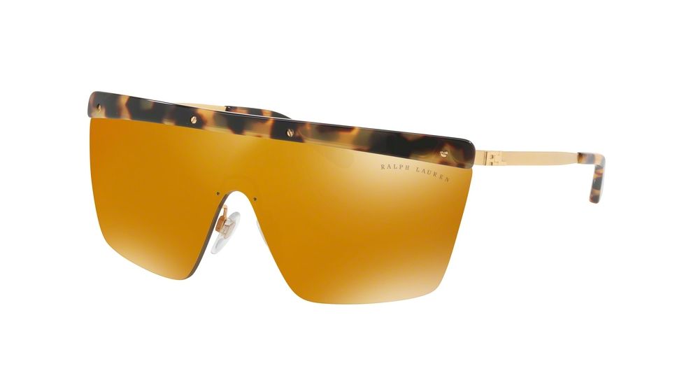 Ralph Lauren RL7056 Sunglasses 90045A-40 - Sandblast Shiny Gold Frame, Mirror Gold Multi Layer Lenses