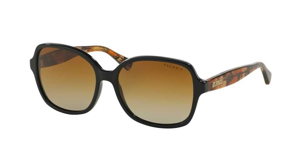 Ralph RA5186 Sunglasses 1343T5-57 - Black/orange Tort Frame, Brown Gradient Polarized Lenses