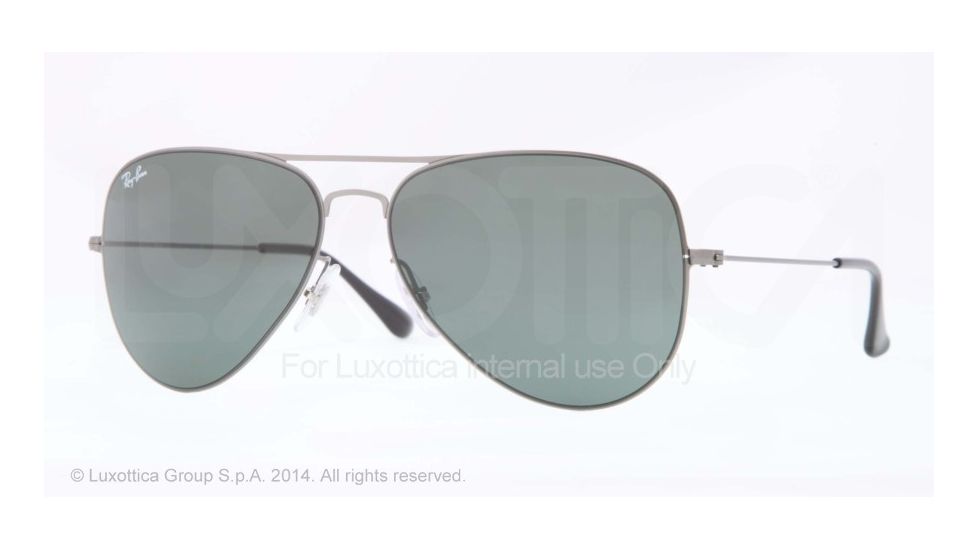 Ray-Ban AVIATOR FLAT METAL RB3513 Sunglasses 147/71-58 - Demi Glos Sand Gunmetal Frame, Green Lenses