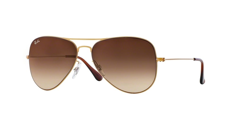 Ray-Ban AVIATOR FLAT METAL RB3513 Sunglasses 149/13-58 - Demi Gloss Sanblast Gold Frame, Brown Gradient Lenses