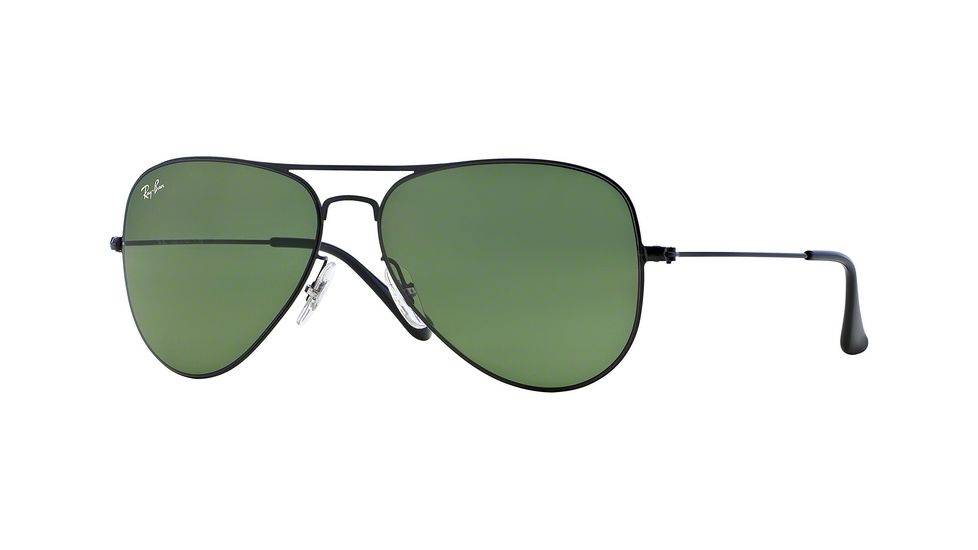 Ray-Ban AVIATOR FLAT METAL RB3513 Sunglasses 153/71-58 - Demi Glos Black Frame, Dark Green Lenses