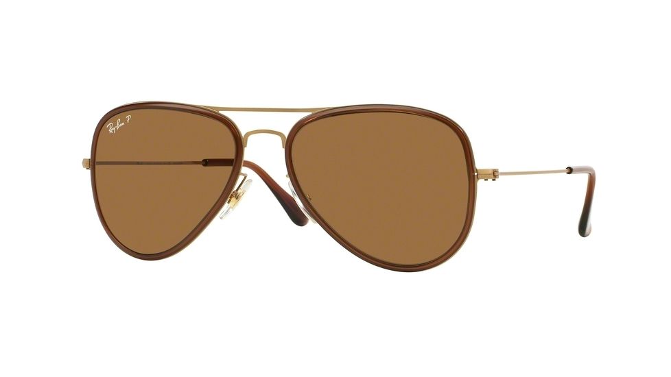 Ray-Ban AVIATOR FLAT METAL RB3513M Sunglasses 149/83-56 - Sand Gold/brown Frame, Polar Brown Lenses