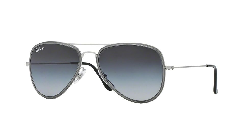 Ray-Ban AVIATOR FLAT METAL RB3513M Sunglasses 164/T3-56 - Demi Glos Sand Silver Frame, Grey Gradient Dark Grey Polar Lenses