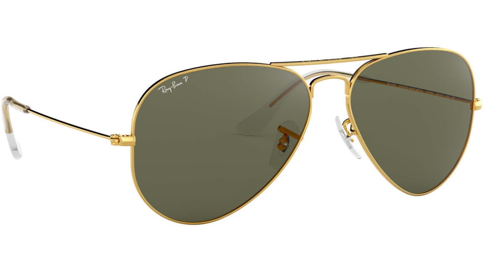 Ray-Ban Aviator Large Metal RB3025 Sunglasses, Arista Frame, Crystal Green Polarized 58 mm Lenses, 001-58-5814