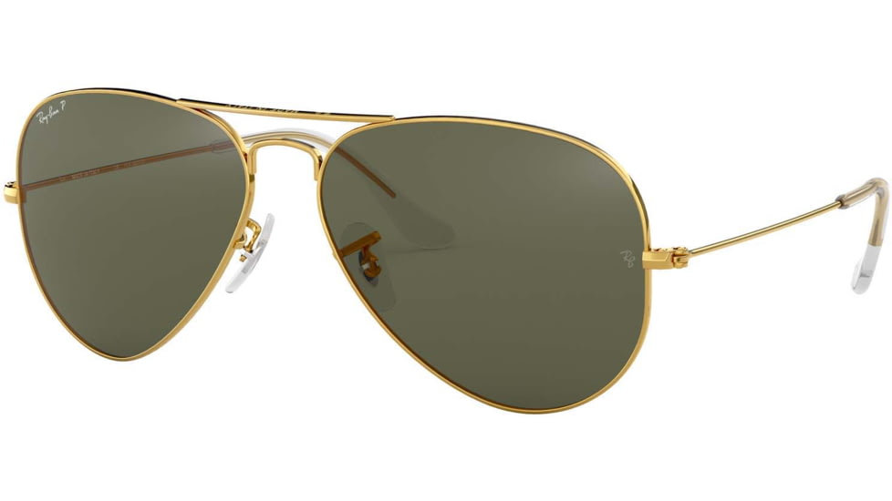Ray-Ban Aviator Large Metal RB3025 Sunglasses, Arista Frame, Crystal Green Polarized 58 mm Lenses, 001-58-5814