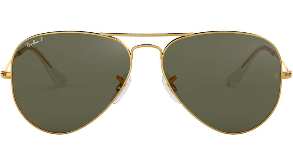 Ray-Ban Aviator Large Metal RB3025 Sunglasses, Arista Frame, Crystal Green Polarized 62 mm Lenses, 001-58-6214
