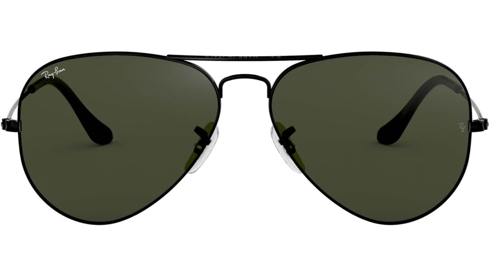 Ray-Ban Aviator Large Metal RB3025 Sunglasses, Black Frame, Crystal Green 58 mm Lenses, L2823-5814