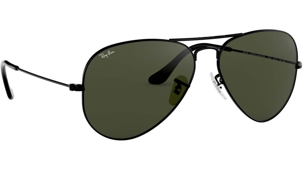 Ray-Ban Aviator Large Metal RB3025 Sunglasses, Black Frame, Crystal Green 58 mm Lenses, L2823-5814