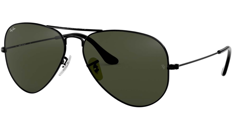 Ray-Ban Aviator Large Metal RB3025 Sunglasses, Black Frame, Crystal Green 58 mm Lenses, L2823-5814