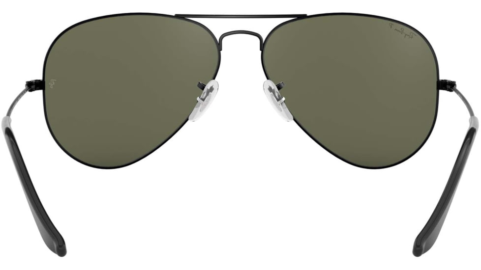 Ray-Ban Aviator Large Metal RB3025 Sunglasses, Black Frame, Crystal Green Polarized 62 mm Lenses, 002-58-6214