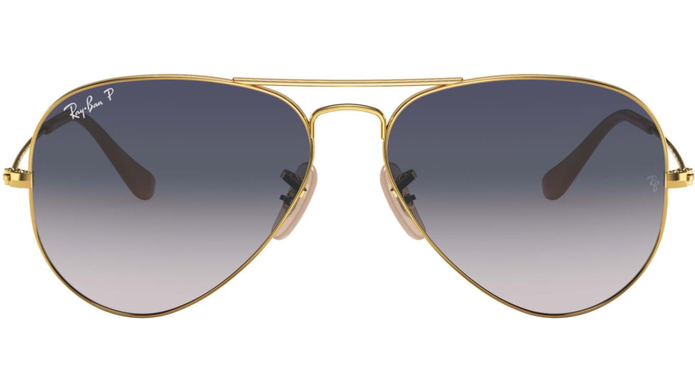 Ray-Ban Aviator Large Metal RB3025 Sunglasses, Gold Frame, Gradient Blue Polar Lenses, RB3025 001/78-58